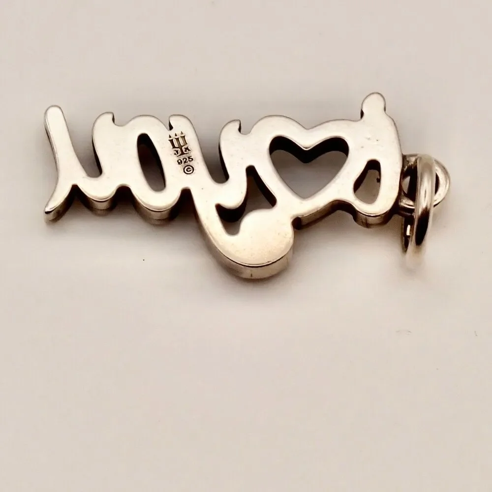 NEW James Avery I Love You Script Charm Sterling Silver 925 Heart Pendant - Picture 2 of 3